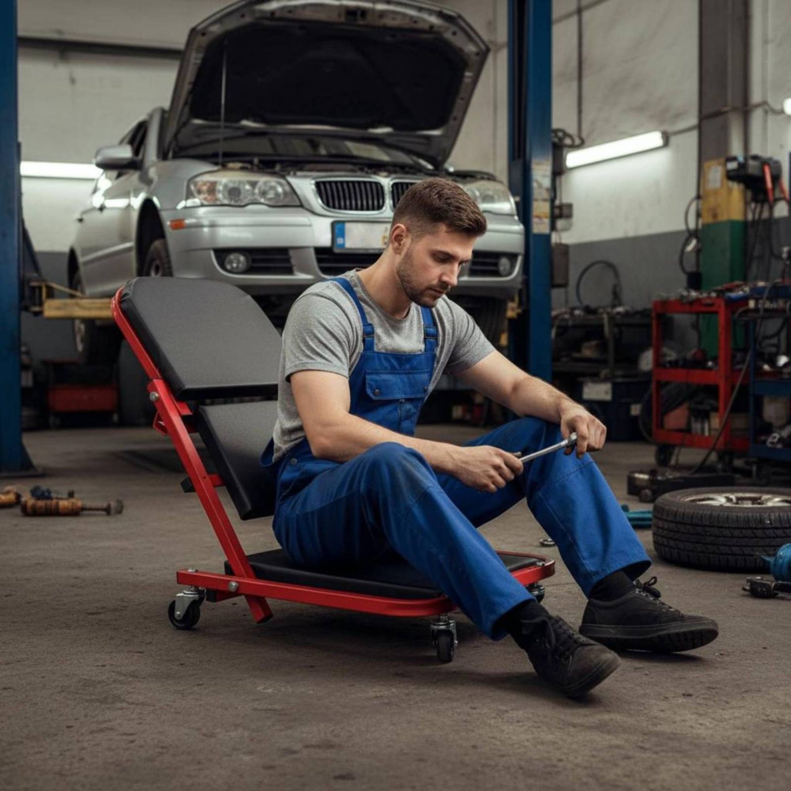 เก้าอี้ช่างแบบพับได้ 2-in-1 ปร - Heavy Equipment Mechanic บทวิจารณ์และราคา